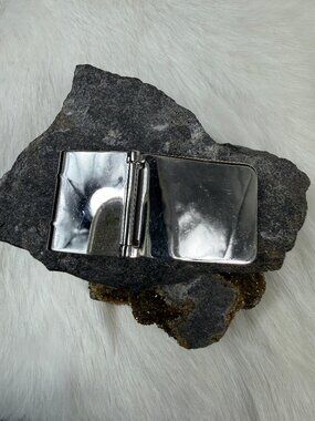 Vintage Hadley Hinged Money Clip  Silver Tone  2" X 1"